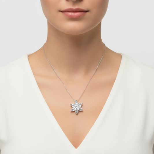 White Lotus Flower Women's Silver Necklace