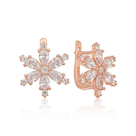 White Lotus Flower Rose Plated Silver Women's Earrings