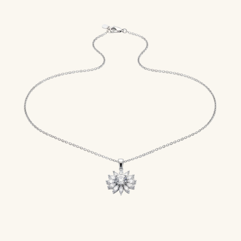 White Magnolia Flower Women's Silver Necklace