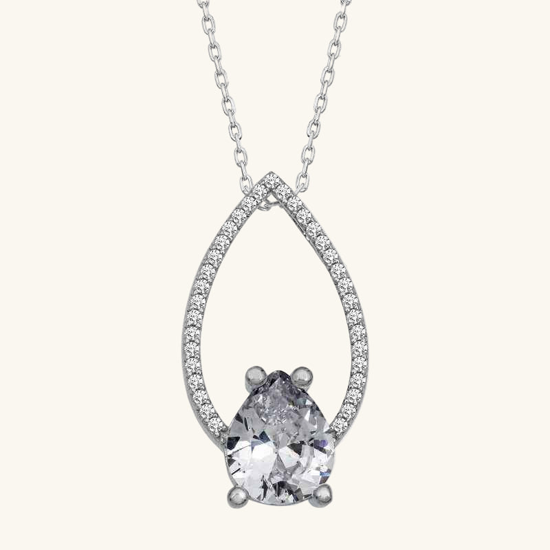 White Stone Drop Women's Silver Pendant