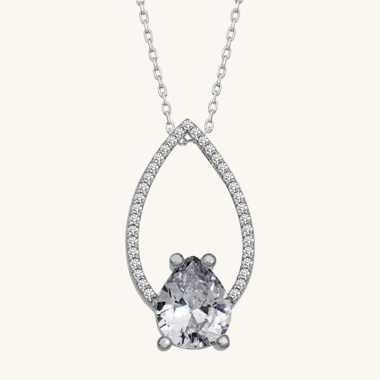 White Stone Drop Women's Silver Pendant
