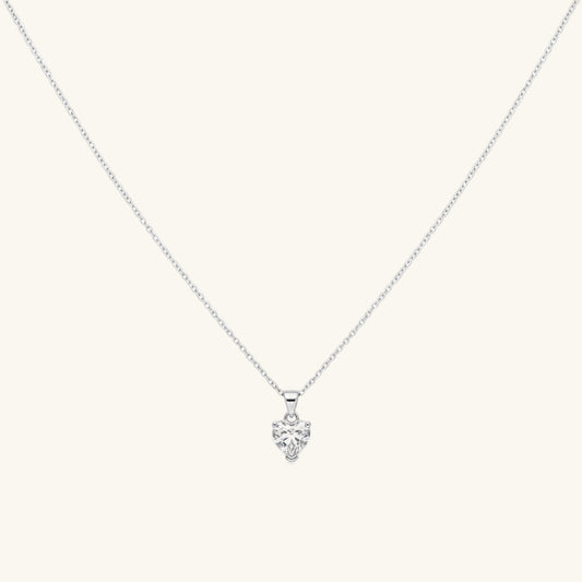 White Stone Heart Women's Silver Pendant