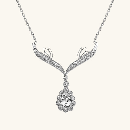 White Stone Medallion Women's Silver Necklace