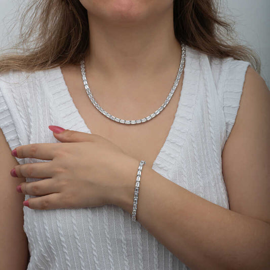 White Stone Tennis Women's Silver Set