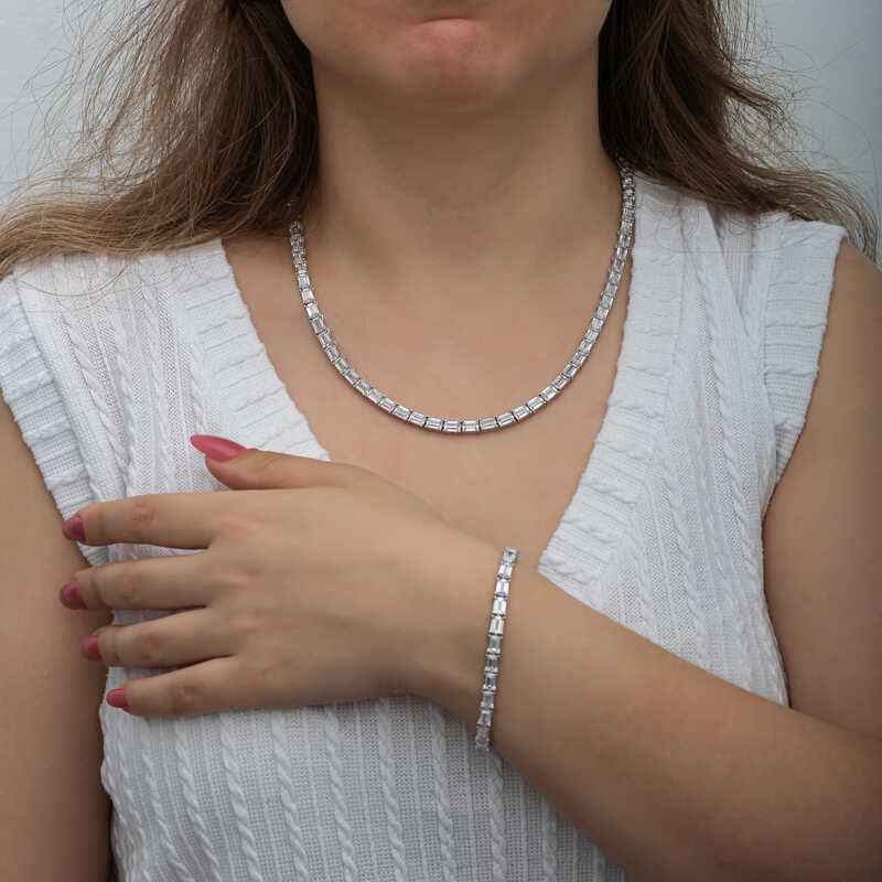 White Stone Waterway Women's Silver Set