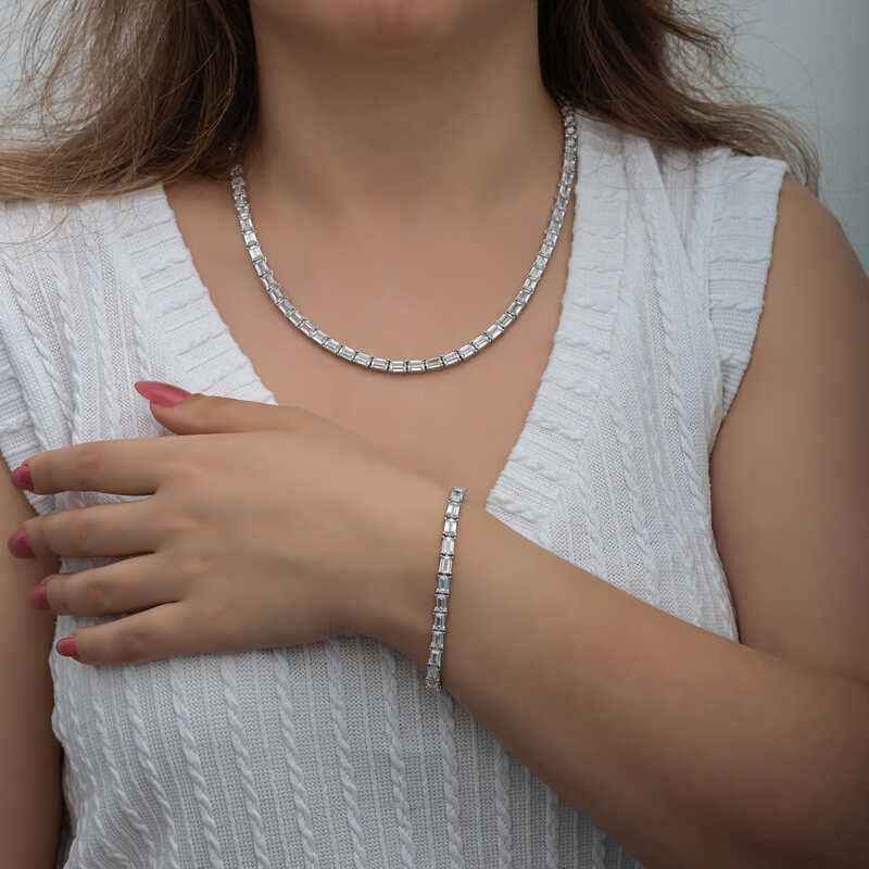 White Stone Waterway Women's Silver Set
