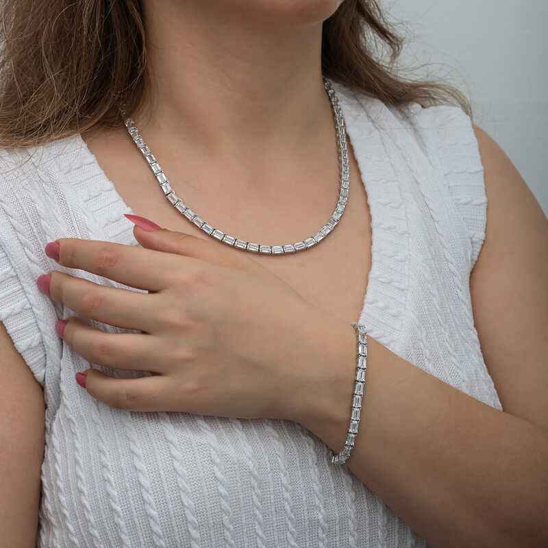 White Stone Waterway Women's Silver Set