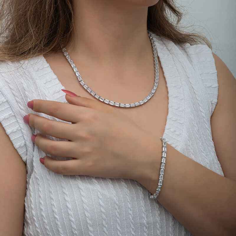 White Stone Waterway Women's Silver Set