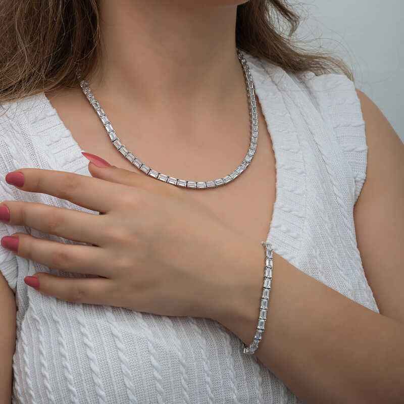 White Stone Waterway Women's Silver Set