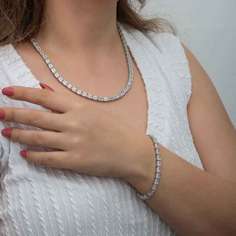 White Stone Waterway Women's Silver Set