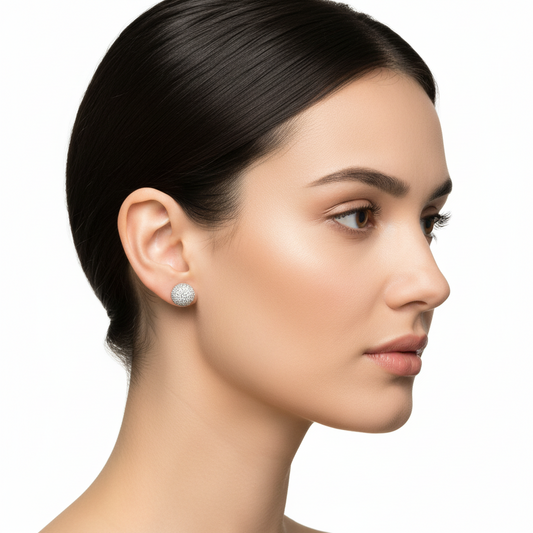 Weiße Steinkugel Damen Silber Ohrringe