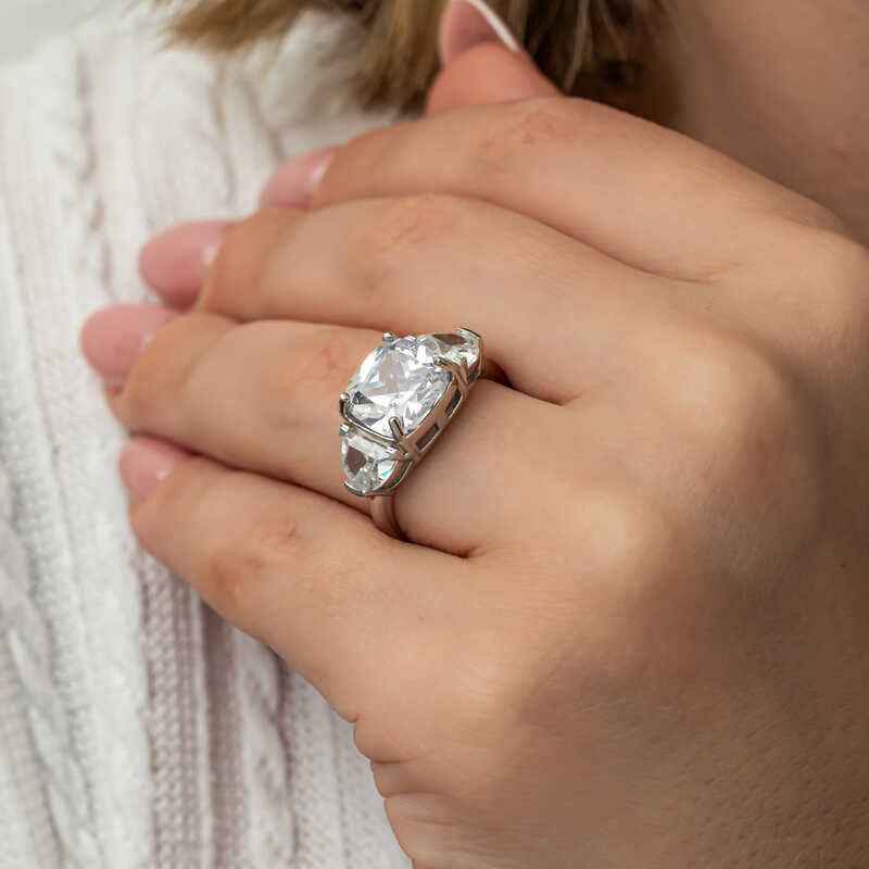 White Zircon Stone Women's Silver Ring