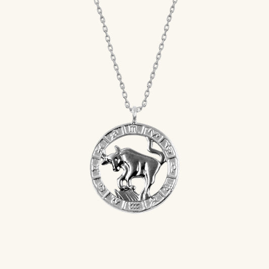 Collier en argent avec signe du zodiaque Taureau