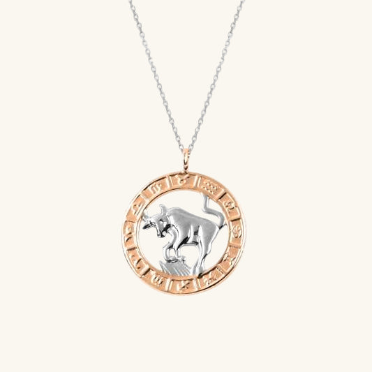 Rose Gold Plated Taurus Zodiac Silver Necklace