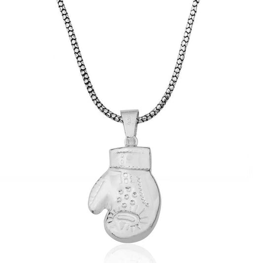 Collier en argent pour homme avec gant de boxe