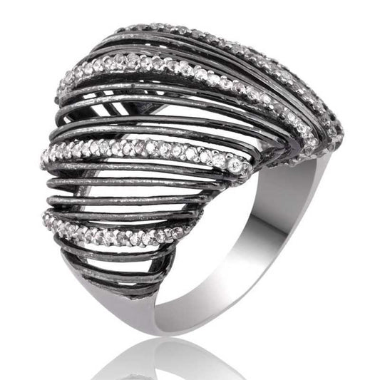 Silberring für Damen mit weißem Stein