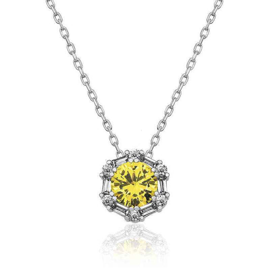Wheat Yellow Baguette Stone Women's Silver Necklace