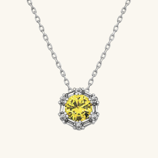 Wheat Yellow Baguette Stone Women's Silver Necklace