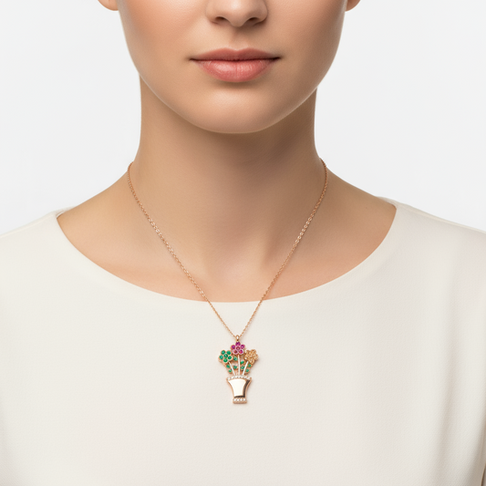Collier en argent pour femme avec bouquet de fleurs