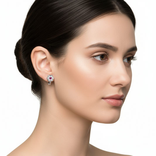 Boucles d'oreilles fleurs en argent