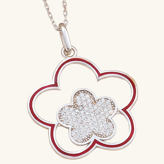 Collier en argent à motif floral pour femme