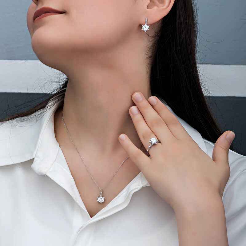Flower Pattern Women's Silver Set