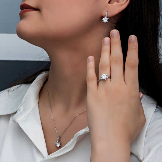 Flower Pattern Women's Silver Set