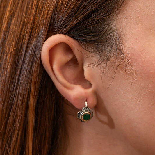 Flower Patterned Authentic Women's Silver Earrings