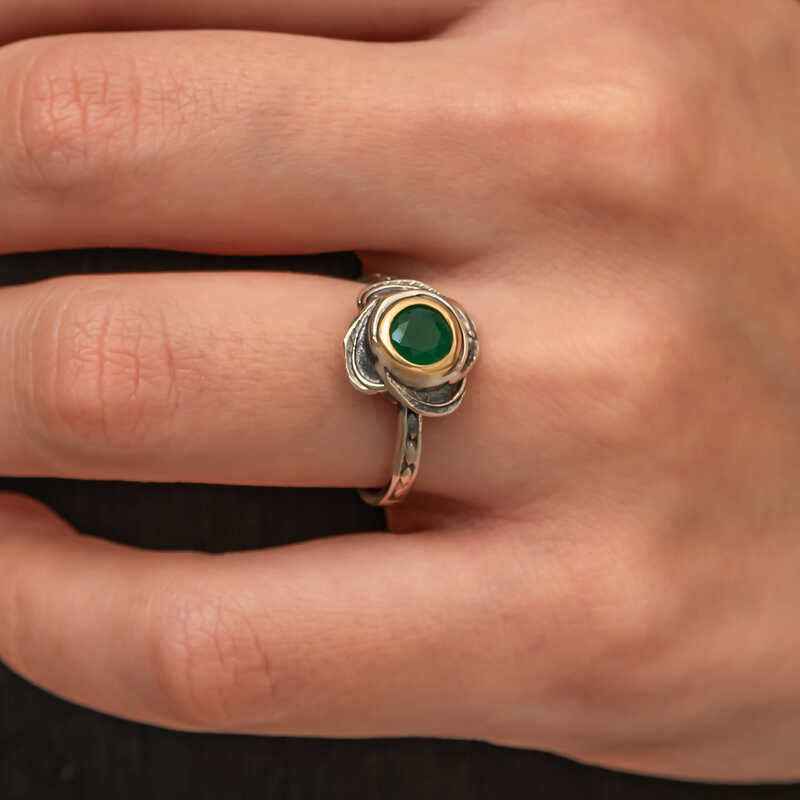 Flower Patterned Authentic Women's Silver Ring