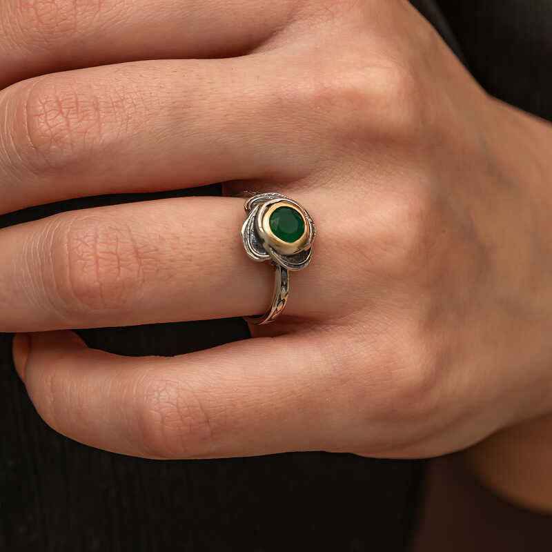 Flower Patterned Authentic Women's Silver Ring