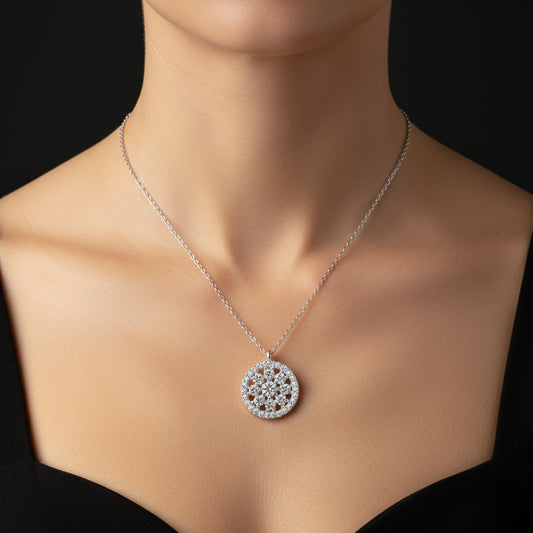 Blume Damen Silber Halskette