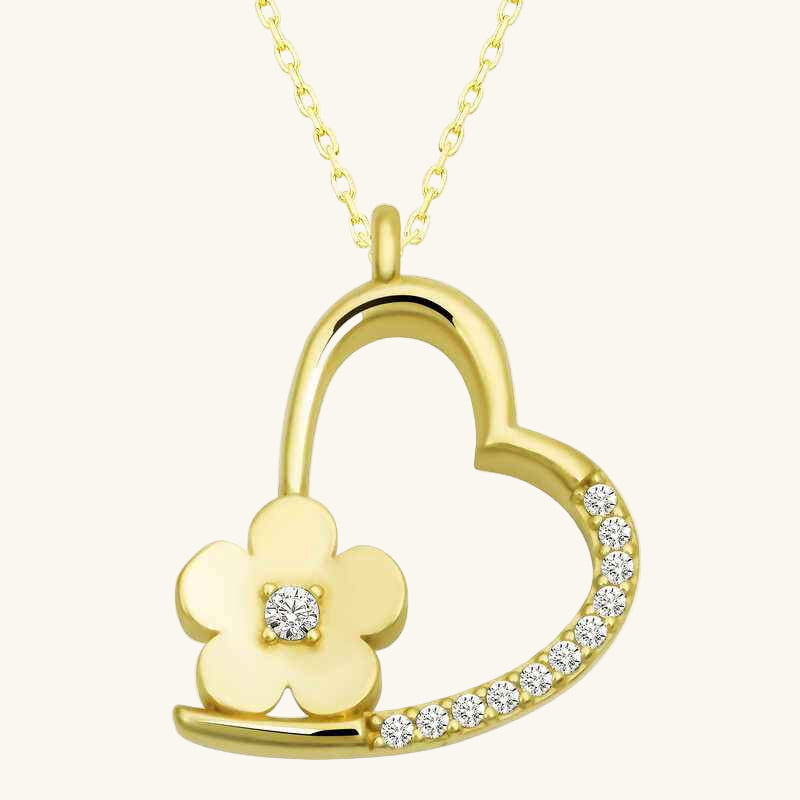 Gold Plated Floral Heart Women's Silver Pendant