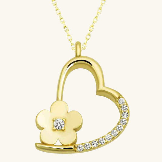 Gold Plated Floral Heart Women's Silver Pendant