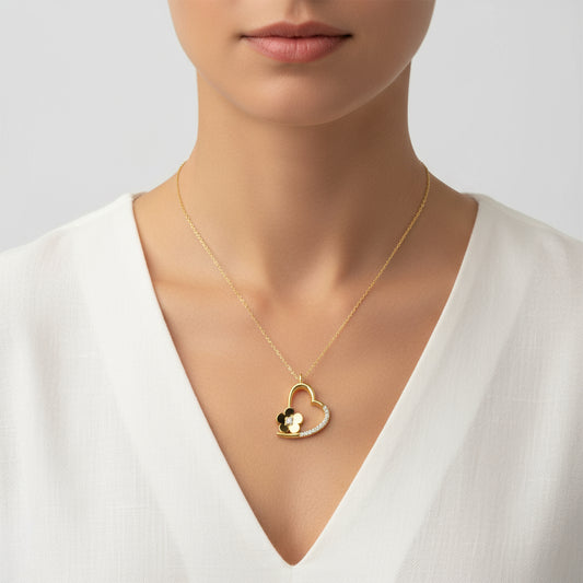 Vergoldete Damen-Silberkette mit Blumenherz
