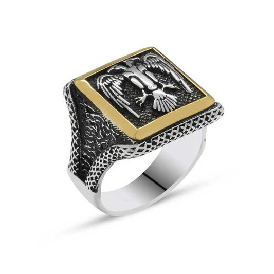 Double-Headed Eagle Men's Silver Ring