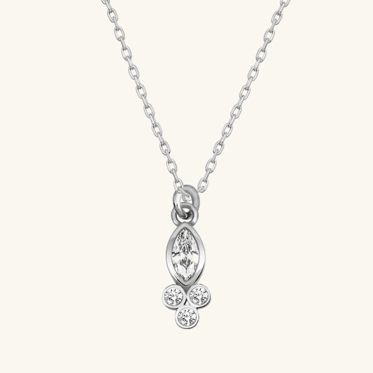 Dewdrop Shuttle Solitaire Women's Silver Necklace