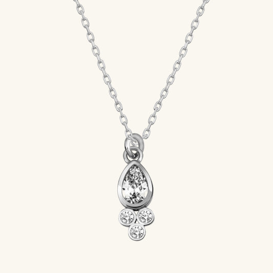 Dewdrop Solitaire Women's Silver Necklace