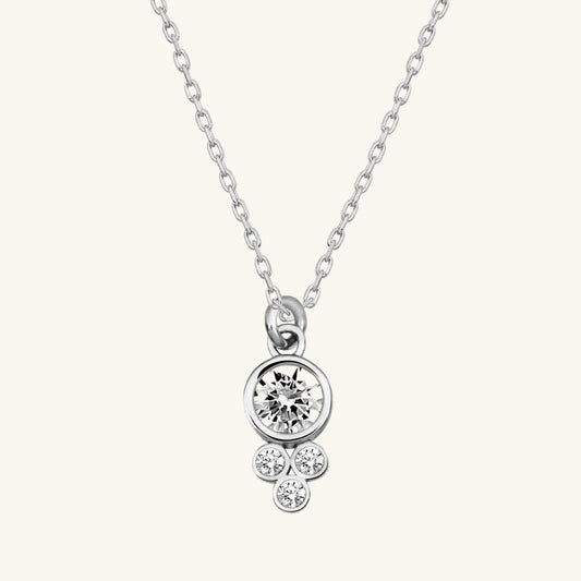 Round Solitaire Dewdrop Women's Silver Necklace