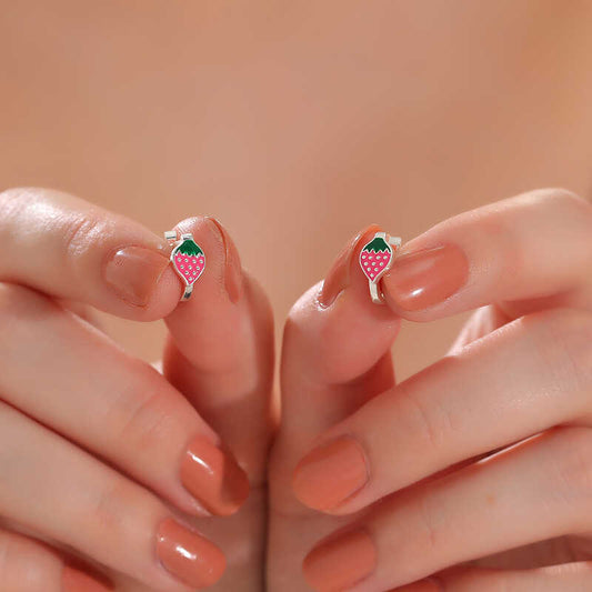 Erdbeere Kinder Silber Ohrringe