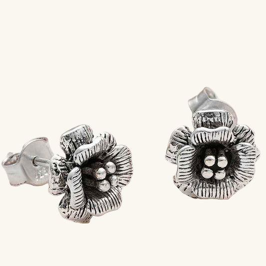 Spiky Rose Women's Silver Earrings