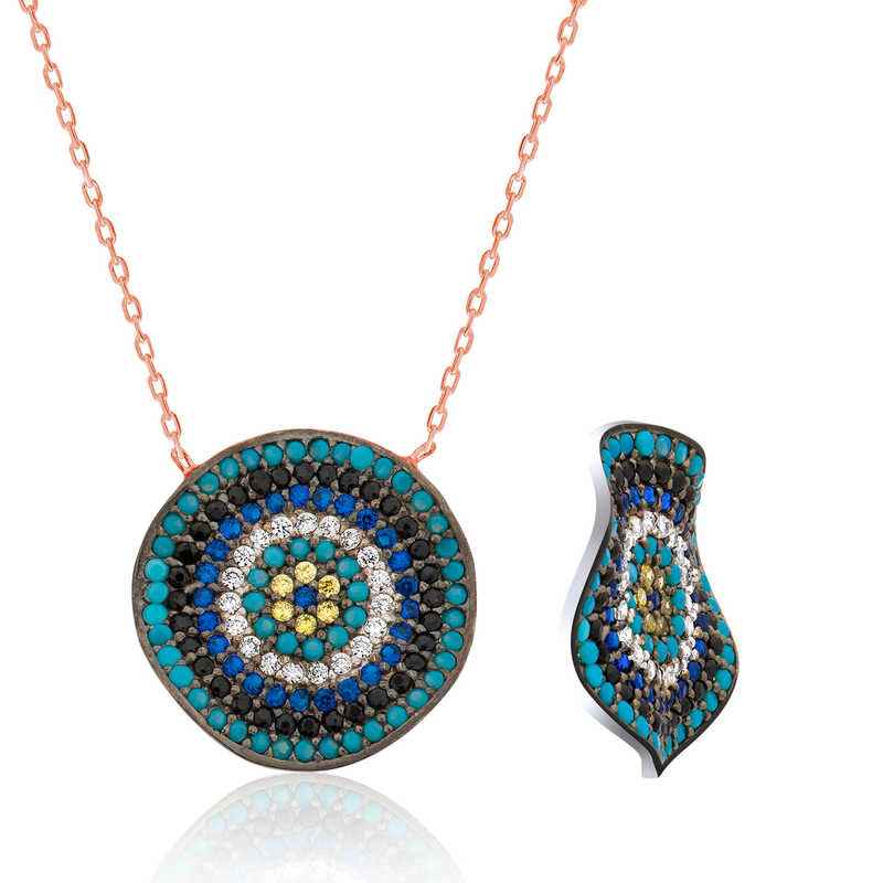 Wavy Evil Eye Women's Silver Necklace