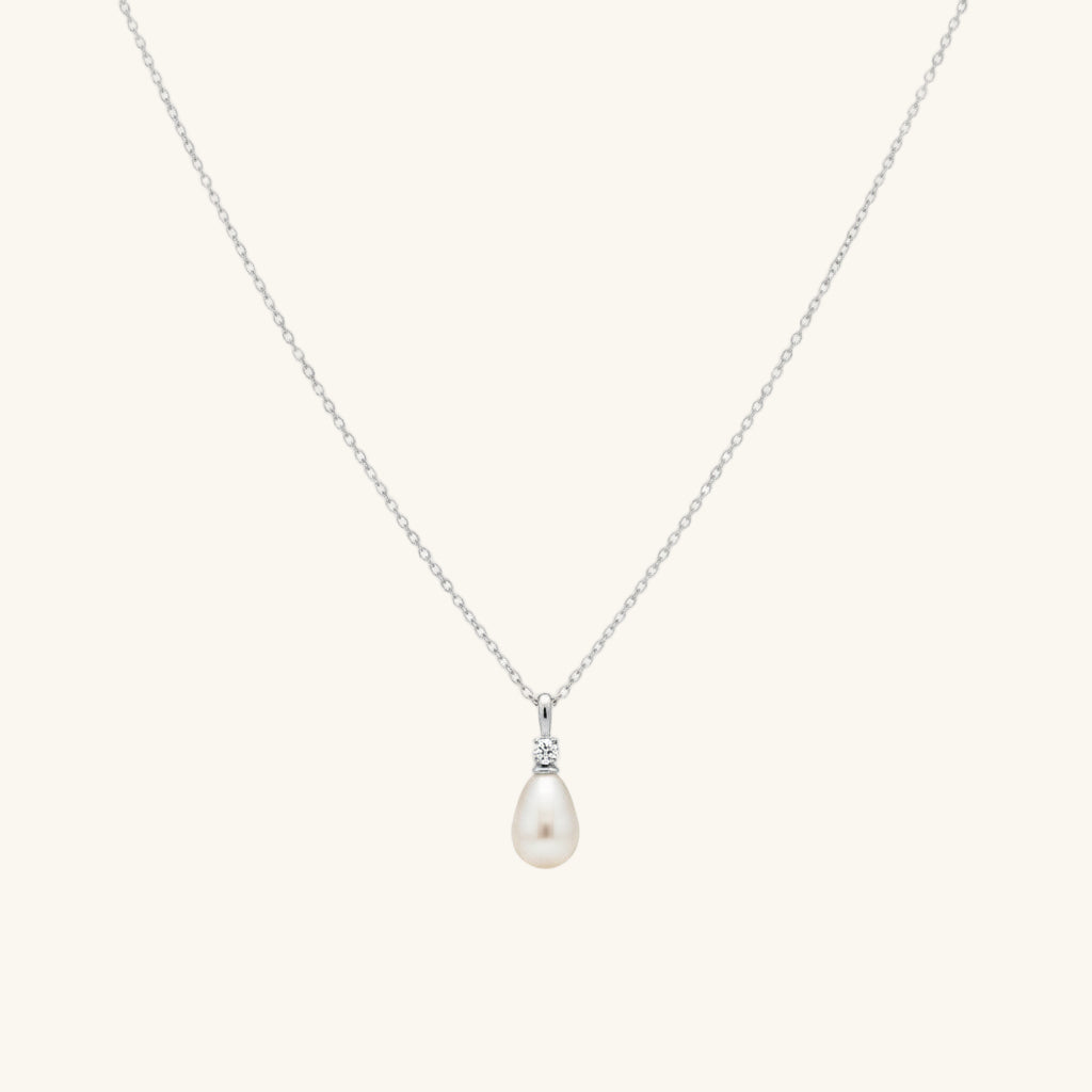 Drop Pearl Women's Silver Necklace
