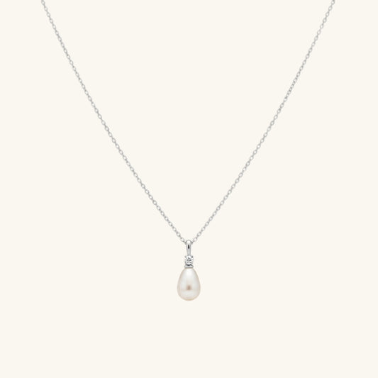 Drop Pearl Women's Silver Necklace