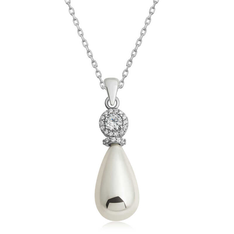 Drop Pearl Women's Silver Necklace