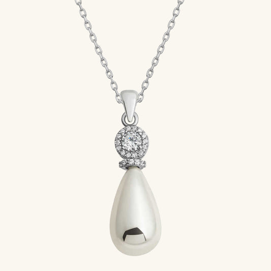 Drop Pearl Women's Silver Necklace