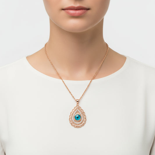 Tropfen Evil Eye Damen Silber Halskette