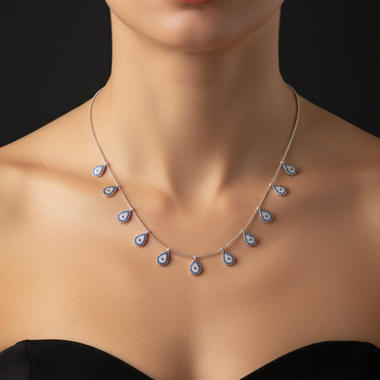 Drop Evil Eye Lucky Women's Silver Necklace