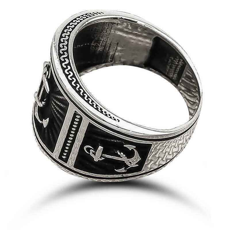 Sea Anchor Crest Men's Silver Ring