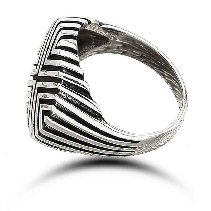 Patterned Men's Silver Ring