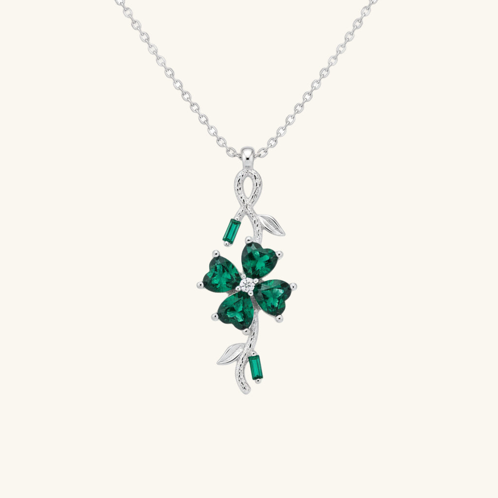 Rotating Green Clover Women's Silver Pendant